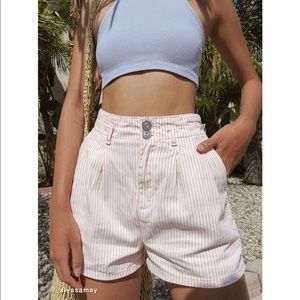 URBAN OUTFITTERS Striped Pleated High Waisted Shorts